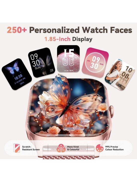 Stylish Rose Gold Smart Watch for Women - Fitness Tracker, Waterproof, Heart